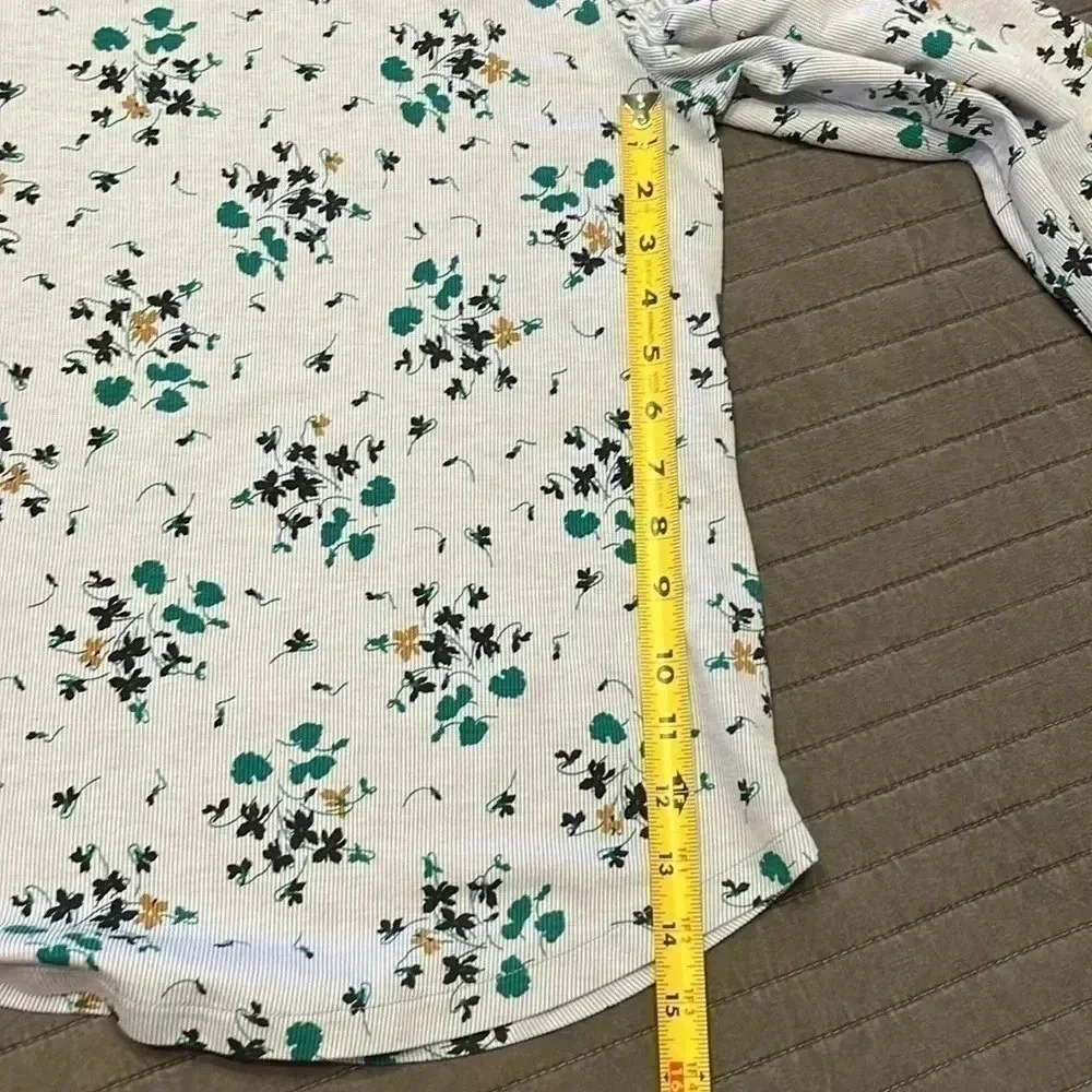 Ann Taylor blue floral blouse three quarter length bell sleeves with elastic XS - Picture 7 of 10